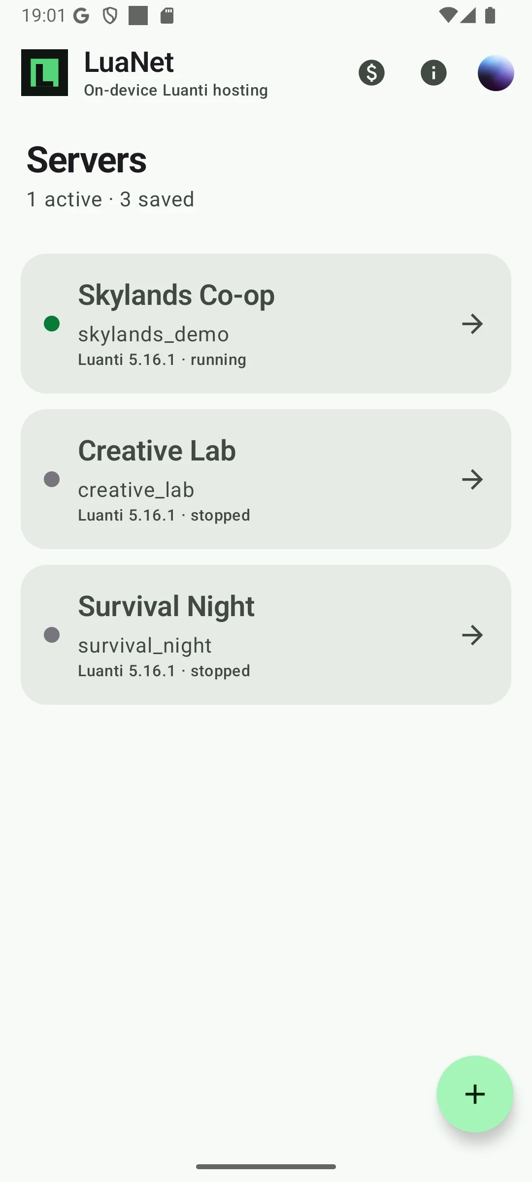 LuaNet server list